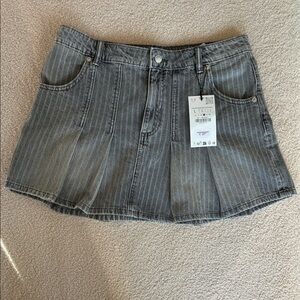 NWT Zara Charcoal Denim Pinstripe Mini Skirt